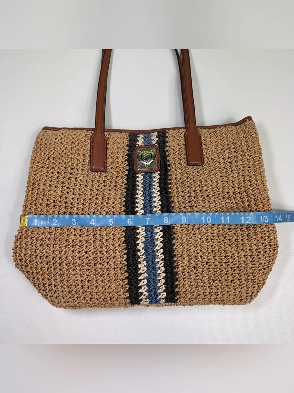BRIGHTON POSIE RAFFIA CROSSBODY BUCKET BAG WHEAT-MULTI